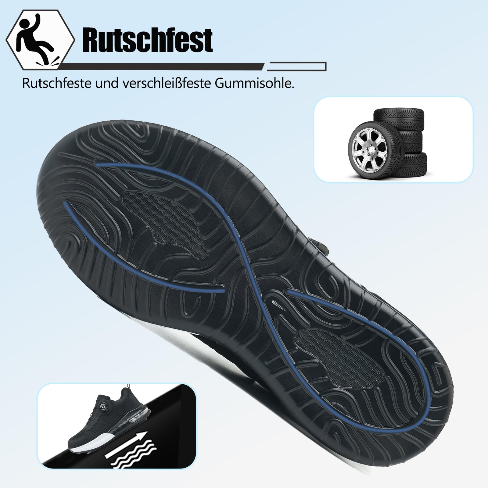 Zapatos de Seguridad Hombre Mujer Zapatillas de Trabajo Ligero Comodo Calzado de Seguridad con Punteras de Acero Transpirable Antideslizante 37-46EU