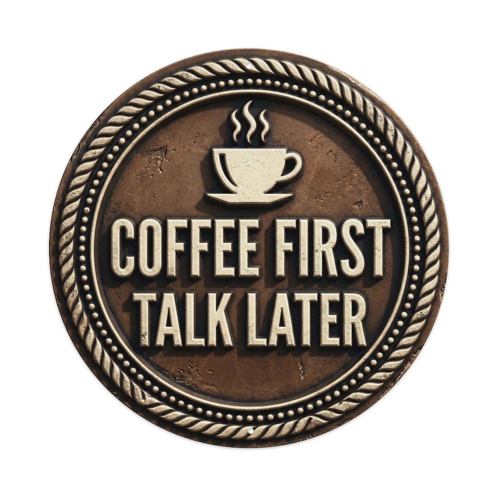 Coffee First Talk Later Nostalgic Kitchen Display Slogans Metal Tin Sign