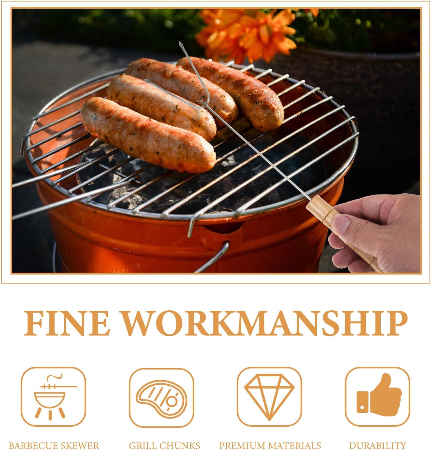 Lightweight BBQ Grill Tool Kit with Ergonomic Handles Smooth Polished Surface for Outdoor Camping Picnic Barbecue Cooking Accessories