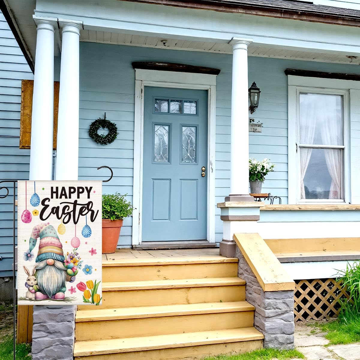 Easter Garden Flag - Happy Easter - Double Sided Gnome Burlap Holiday Small Yard Flag for Lawn & Patio Outdoor Decoration (12×18 Inch) - Image 7