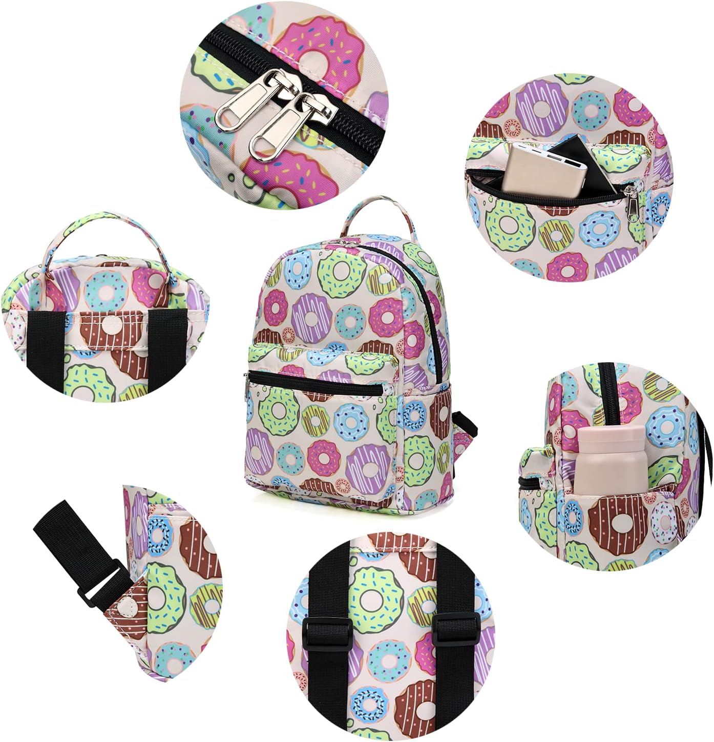 YiXiamo Cute 10 inch mini pack bag backpack for grils children and adult (Donuts) - Image 5
