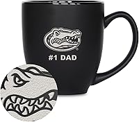 Vista 35 de Rico Industries NCAA #1 Dad - Taza bistró de cerámica negra mate grabada con láser, de 15 onzas, para bebidas calientes o frías