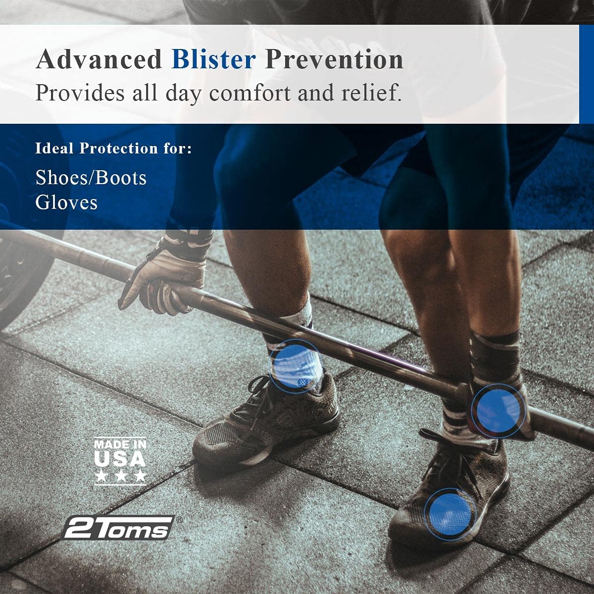 2Toms BlisterShield, Advanced Waterproof Blister Prevention Powder, Friction Free Protection for Feet, Hot Spots, and Calluses, 24 Pack Single-Use Packets