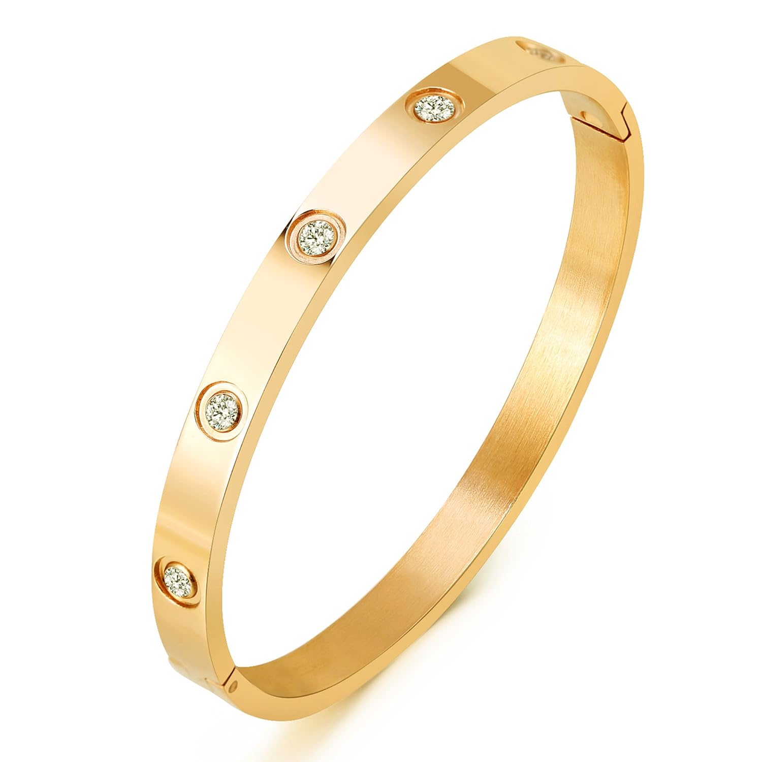 Christmas Gift MVCOLEDY Jewelry Gold White Gold Plated Bangle Bracelet Heart Stone Stainless Steel with Crystal Bangle Bracelets