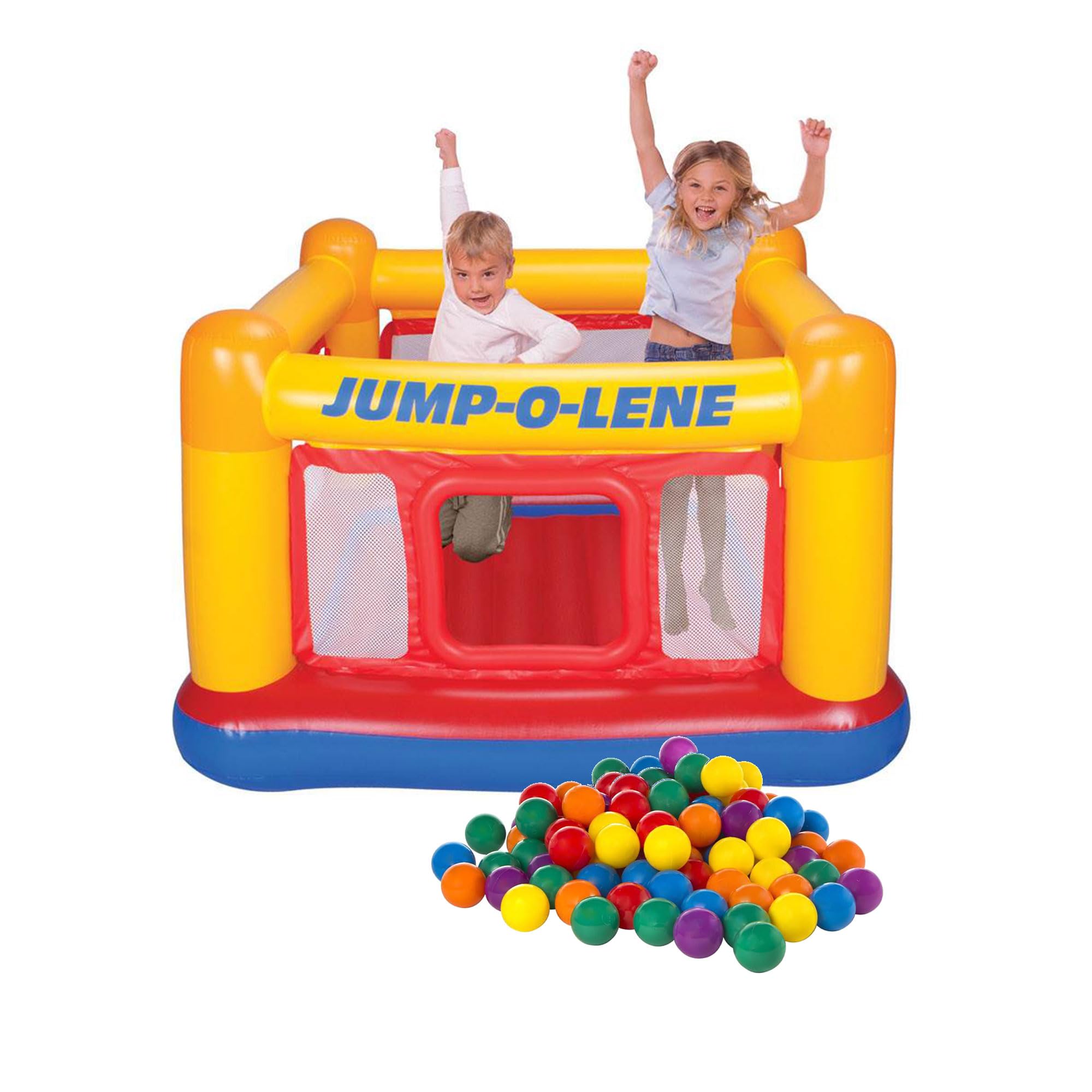 Intex Jump-O-Lene Inflatable Trampoline Bounce House with Plastic Fun Ballz
