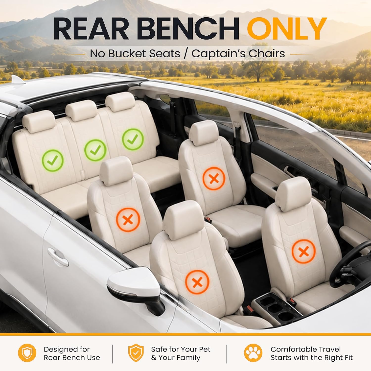 Large Dog Car Seat, Half Back Seat Extender with Hard Bottom, XL thumbnail