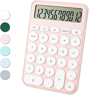 Standard Calculator 12 Digit,6.2 * 4.2in Desktop Large Display and Buttons,Calculator with Large LCD Display for Office,School, Home & Business Use,Automatic Sleep,15 °Tilt Screen (Pink)