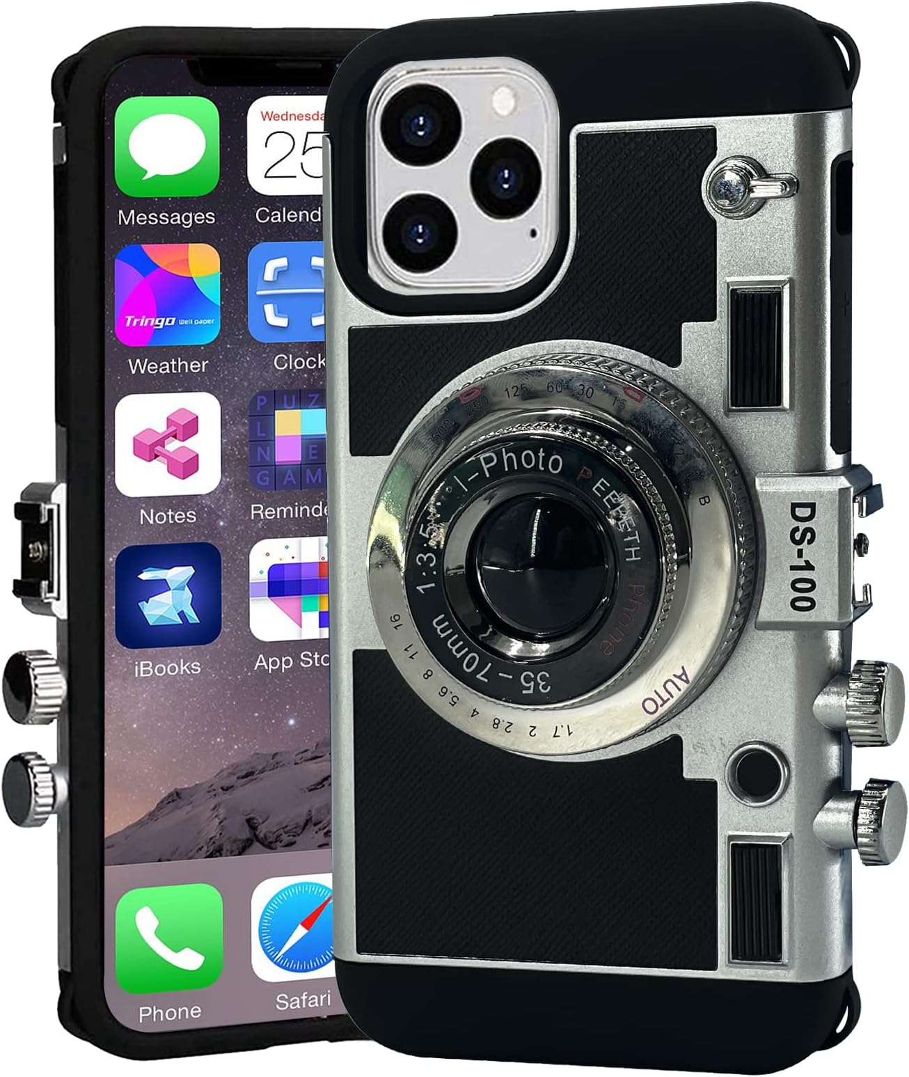 Emily in Paris Vintage Camera Phone Case for iPhone 11/12 Pro Max, 3D Vintage Camera Design with Long Anti-Lost Lanyard (For iPhone 14 Pro)