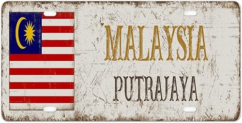 Miniatura 7 de Matrícula de metal de Malasia con bandera nacional de Malasia, placa de matrícula de la ciudad de Kuala Lumpur, regalo de recuerdo del país, placas