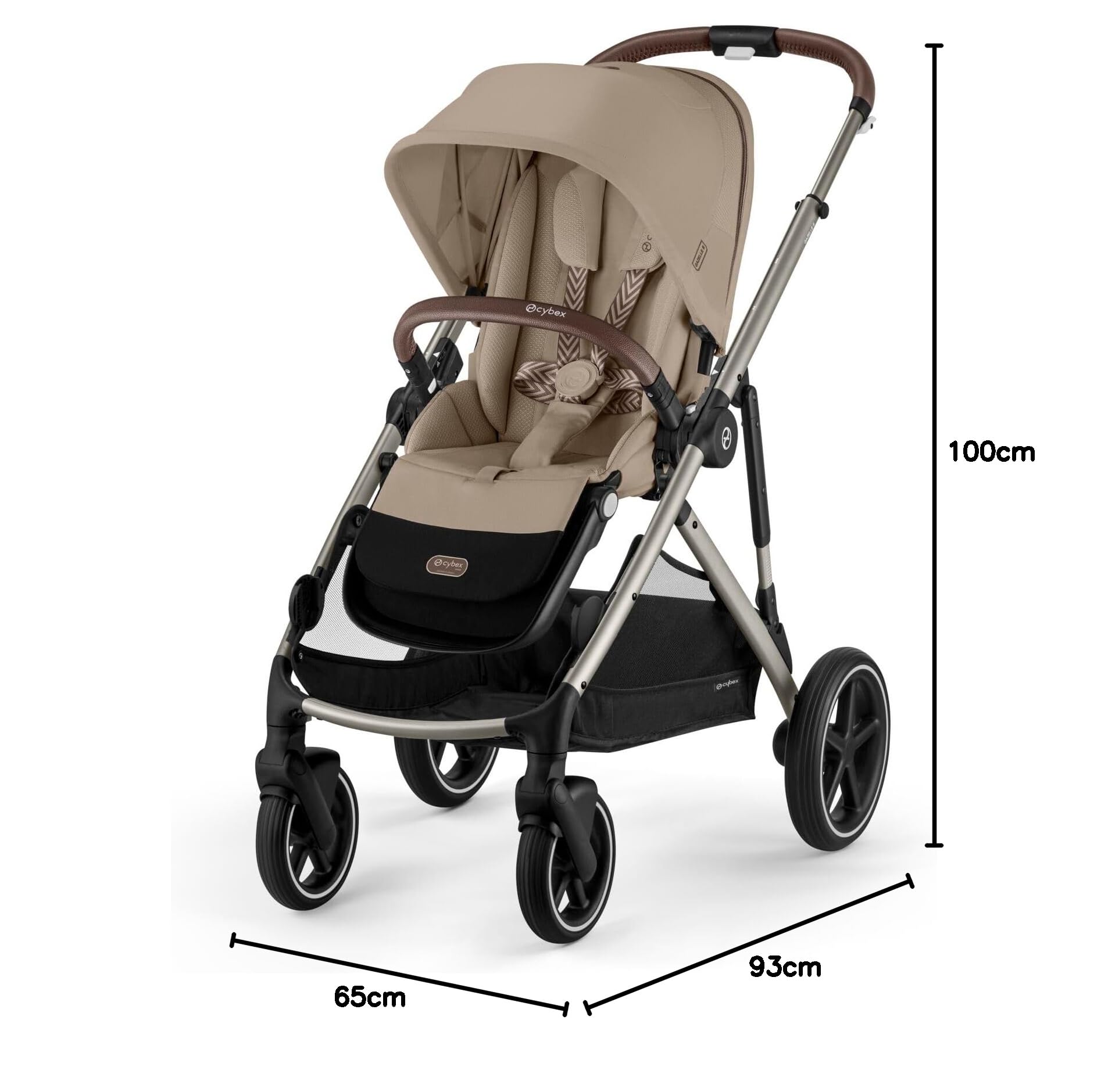 CYBEX Poussette Gold GAZELLE S, De la naissance à environ 4 ans, Max. 22 kg (mode simple) / 2x 22 kg (mode duo), Système tout-en-1 avec 20+ configurations, Beige amande
