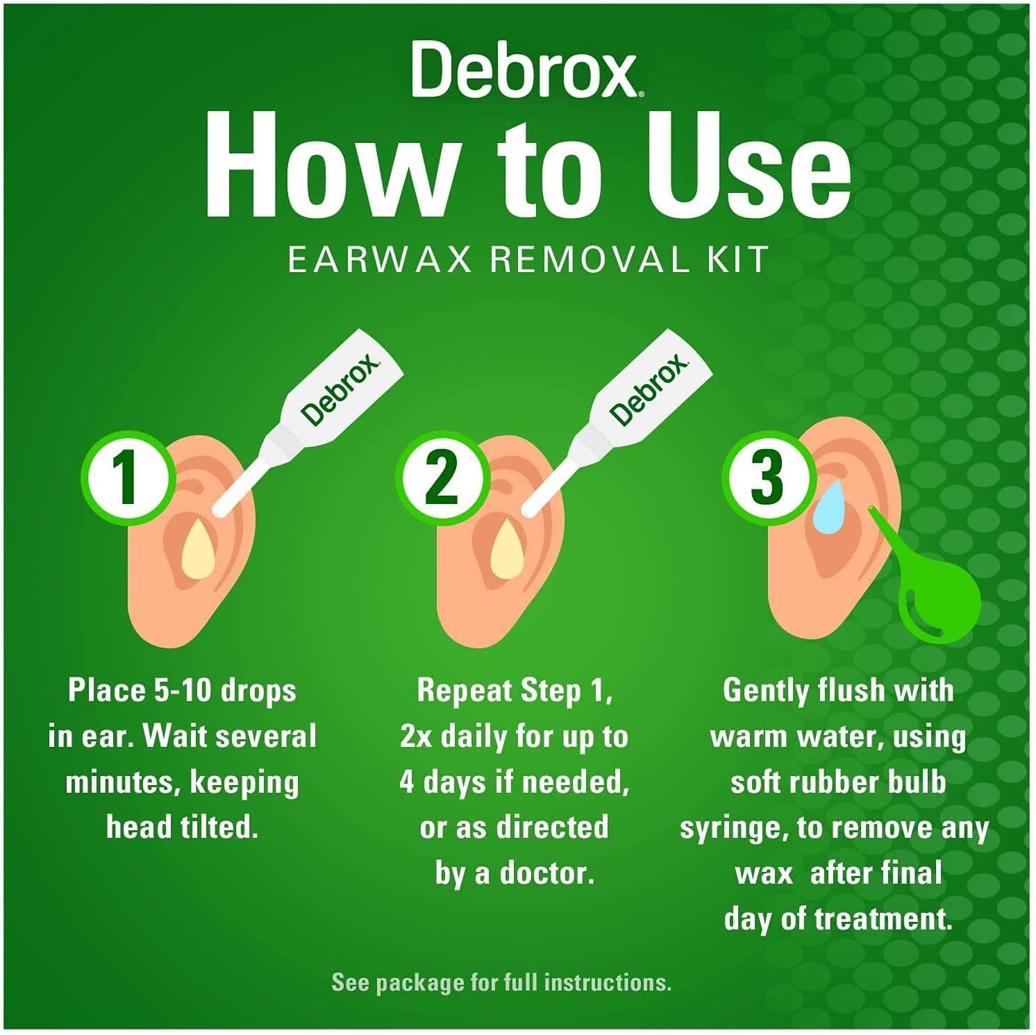 Debrox Earwax Removal Aid Kit, Washer & Drops, 0.5 Fl Oz (Pack of 2)