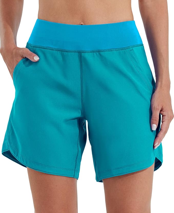Willit Women's 7" Quick Dry Swim Board Shorts UPF 50+ High Waisted Trunks with Liner Pockets