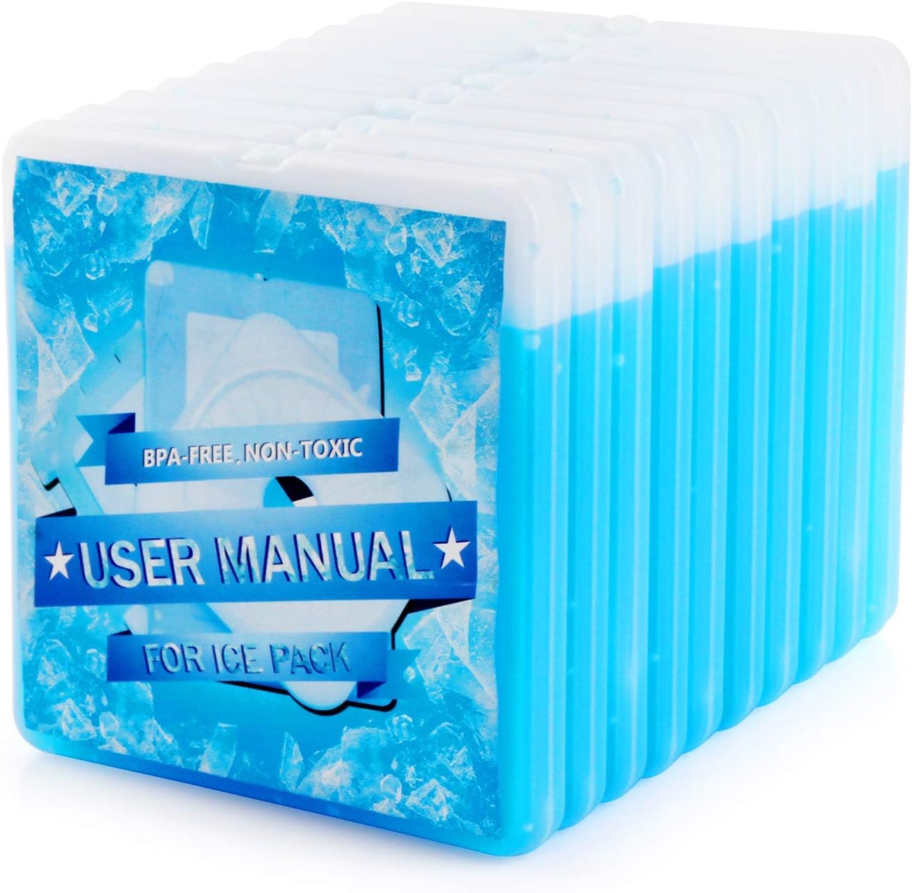10 x Ice Packs for Lunch Box, Freezer Packs, Reusable Slim Cool Pack for Lunch Bags/Lunch Boxes/Office/Jobsite/Picnics/Camping/Beach, for All Ages Use, Set of 10, Blue