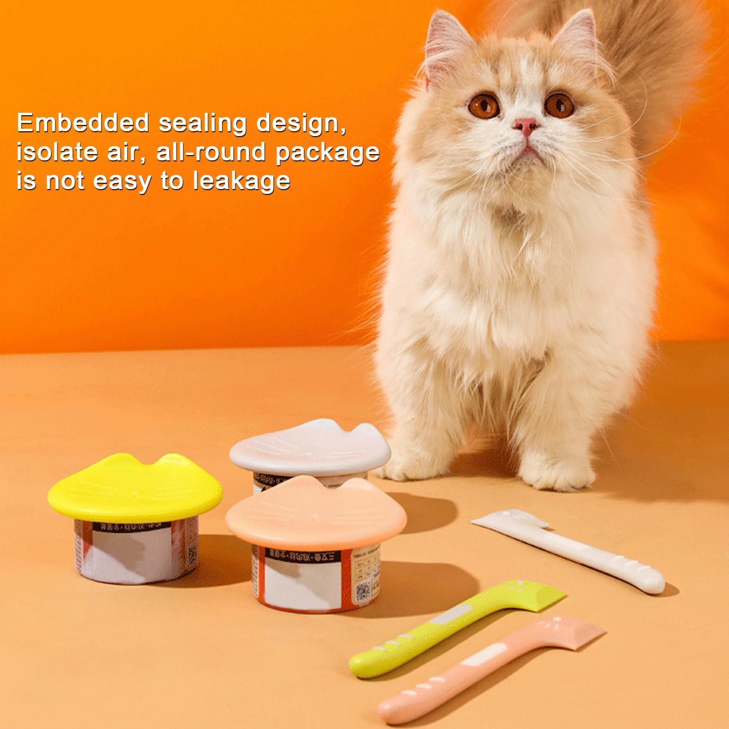 MEISO 2 Pezzi Coperture per Lattine per Animali, Tappi per Lattine con Taglia 3 in 1, Coperchi per Scatolette di Cibo per Animali con 2 Cucchiai, per la Conservazione del Cibo per Cane Gatto (Rosa)