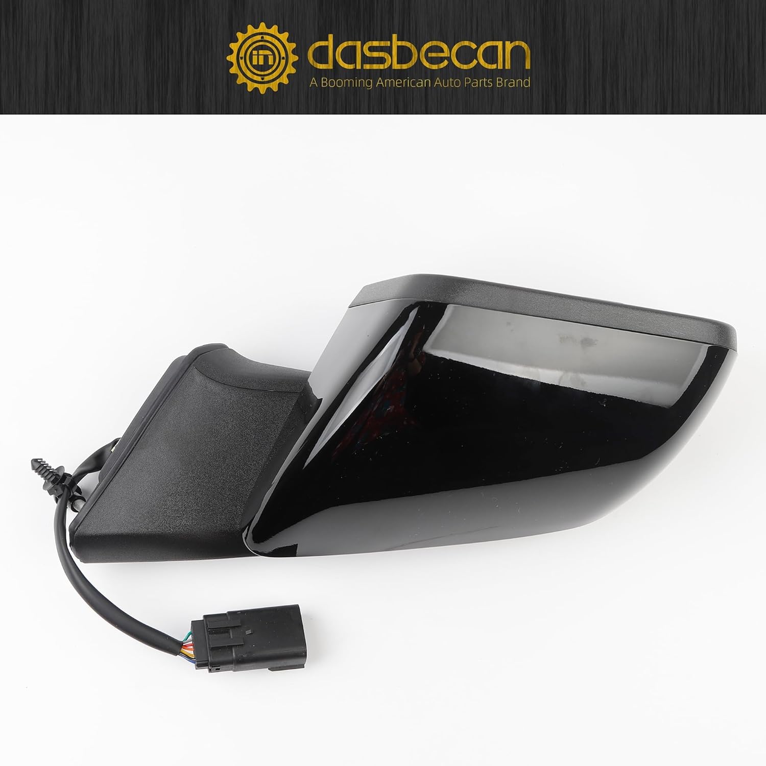 Dasbecan Left Driver Side Door Mirror Compatible with Ford Mustang 2015-2020 Power Glass Heated with Turn Signal Puddle Light Blind Spot Glass Replaces FR3Z17683H-PFM FO1320596 Black 7Pins