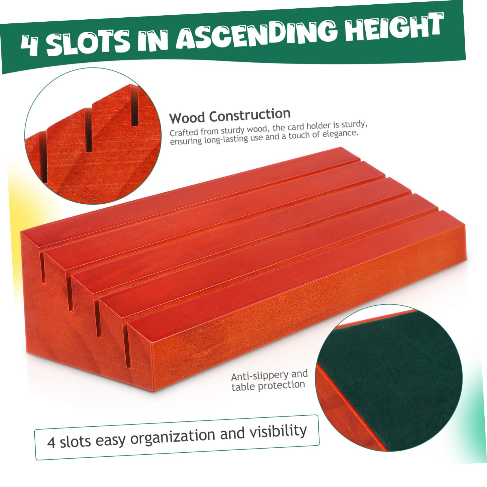 VICASKY 4piezas Soporte para Cartas Madera De Base Estable para Exhibir Cartas Verticalmente y Fiestas