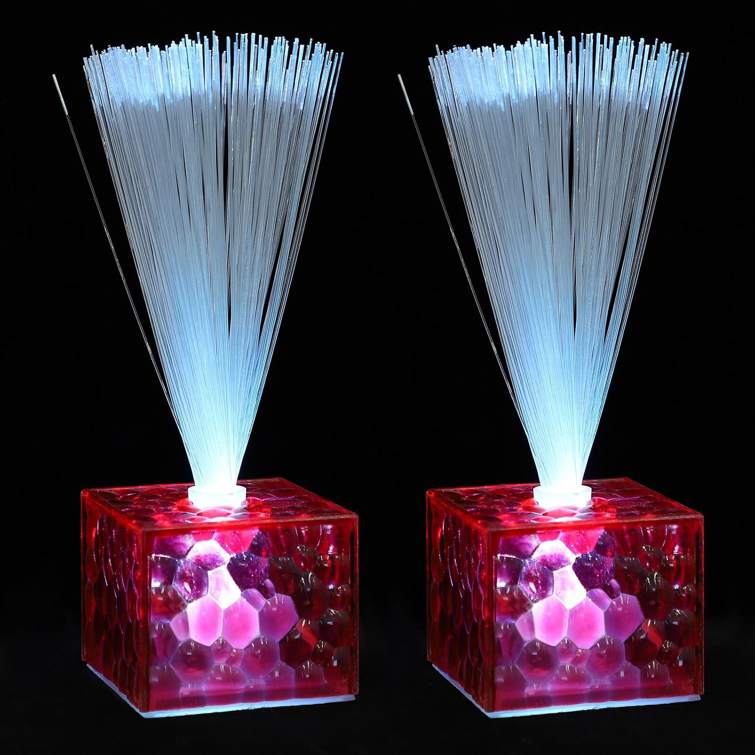 VALICLUD 6pcs Fiber Optic Lamps Decorative Table Centerpieces with Colorful LED Lights for Weddings Parties Birthdays and Holiday Home Decoration