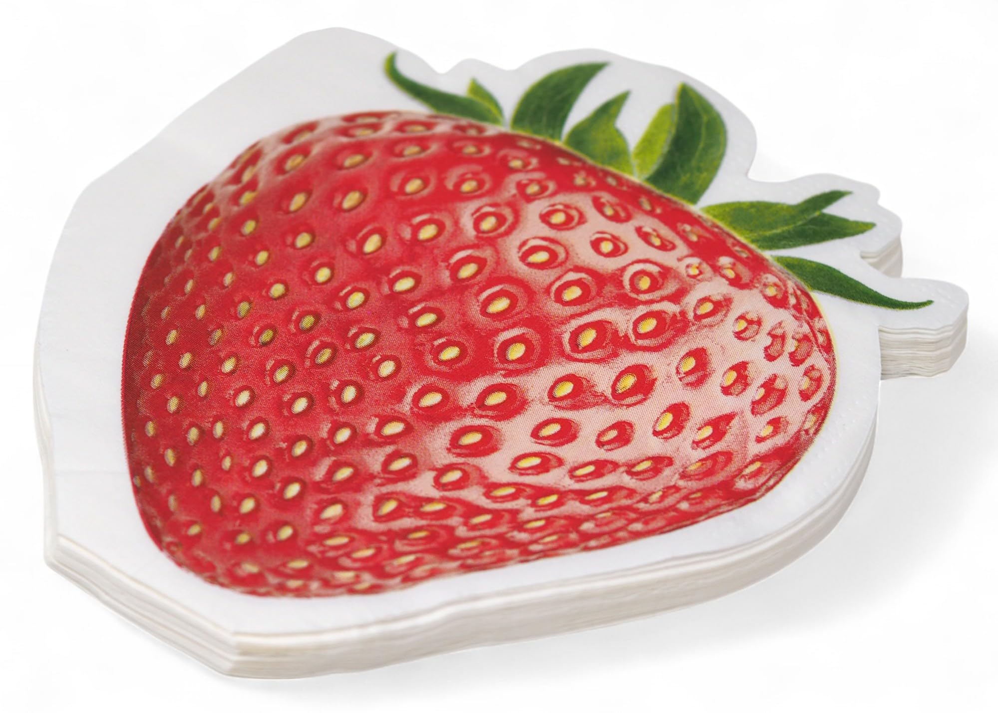 Strawberry Shaped Paper Napkins Serviettes - Fruit Print - Set of 24