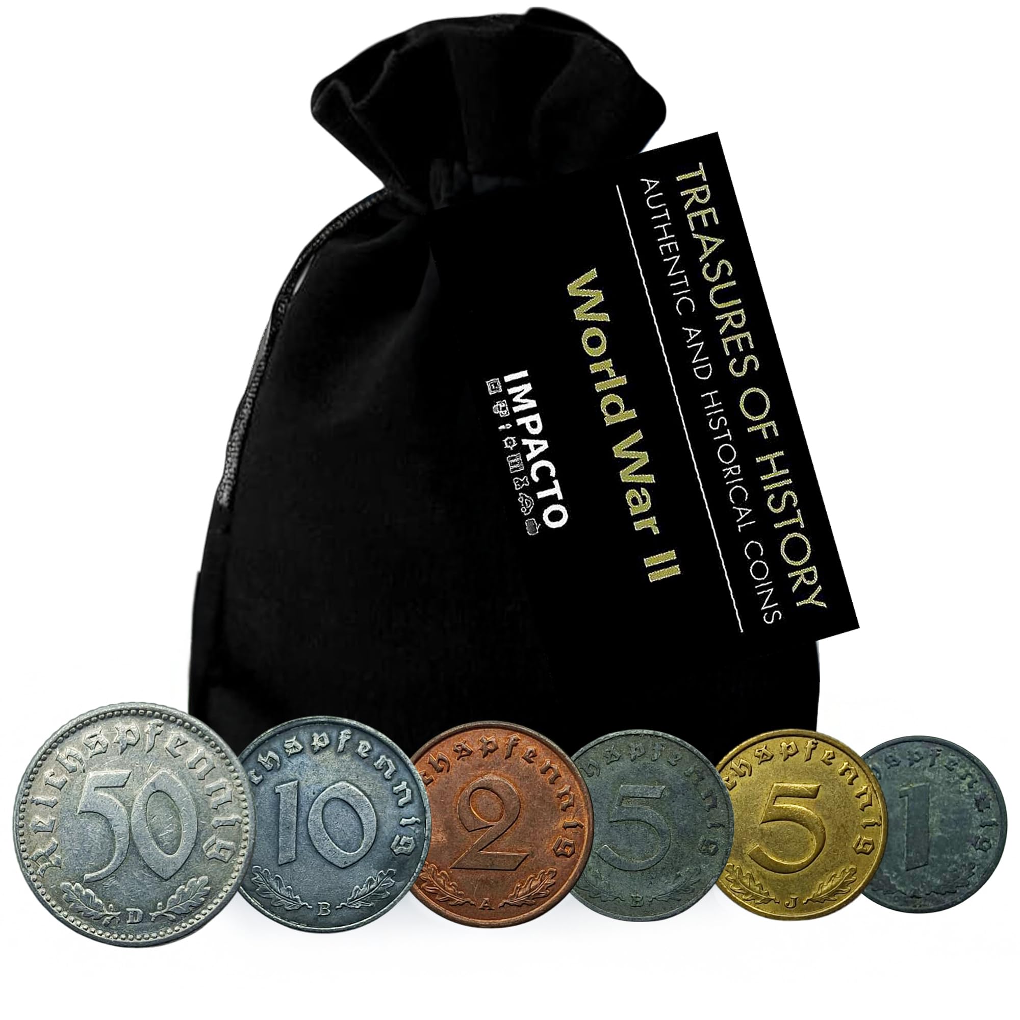 IMPACTO COLECCIONABLES - 2 Billets Nazis Du Troisième Reich, Seconde Guerre Mondiale, 20 Et 50 Reichsmark, Avec Certificat D'authenticité