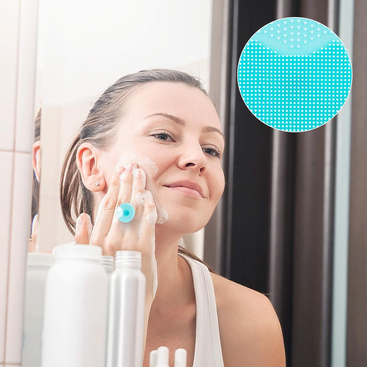 2 Pack Face Scrubber,JEXCULL Soft Silicone Facial Cleansing Brush Face Exfoliator Blackhead Acne Pore Pad Cradle Cap Face Wash Brush for Deep Cleaning Skin Care,Blue and Red : Beauty & Personal Care