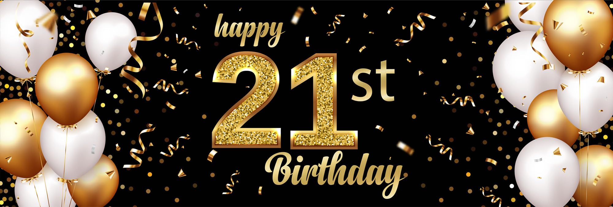 4ft x 2ft Large Personalised Banner Birthday Any Occasion Name with Photo for Men Women Boys Girls (Gold & Black Design Text