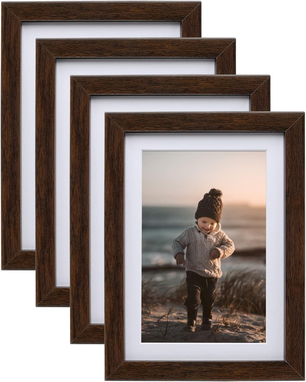 KINLINK 5x7 Picture Frames Brown, Photo Frames with