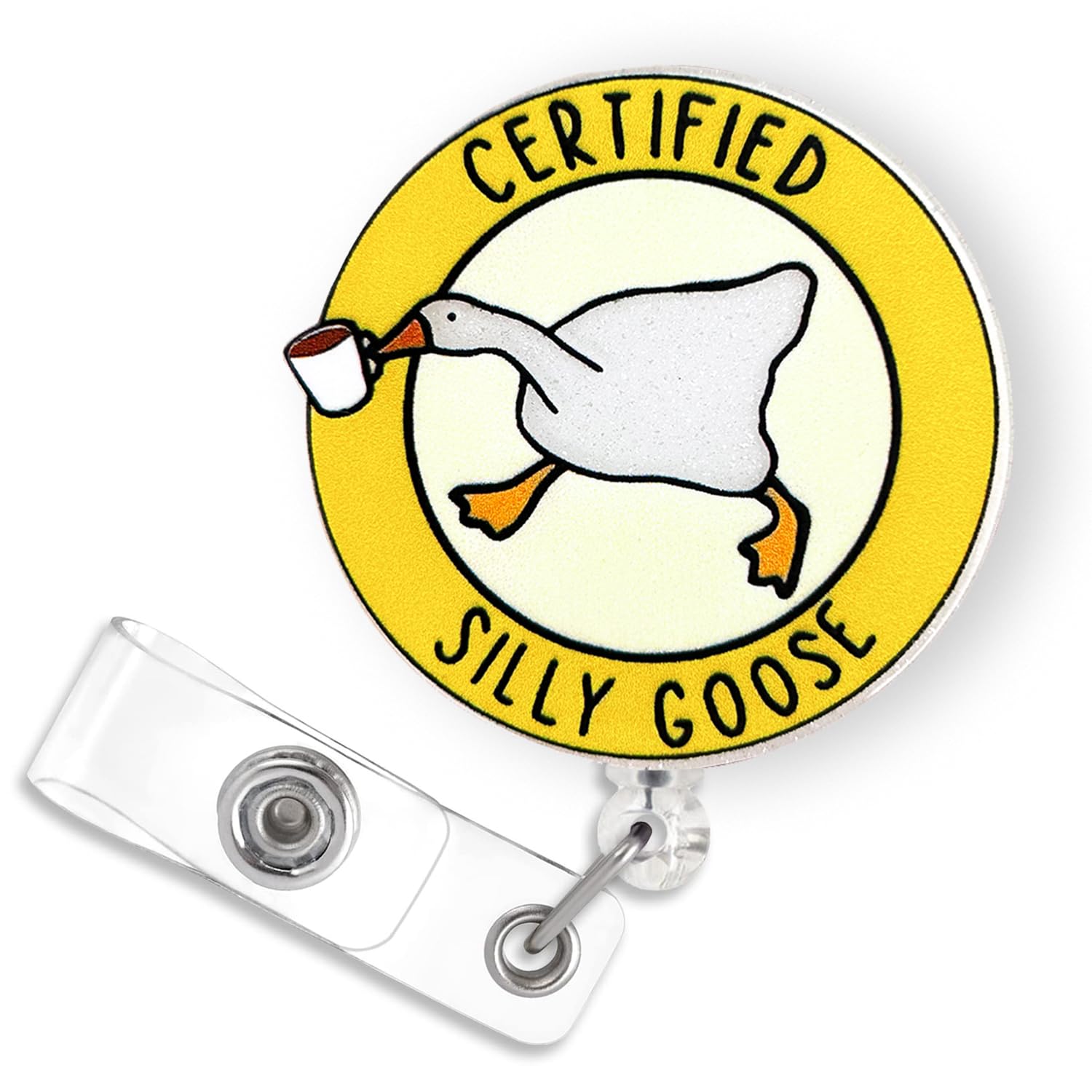 Certified Silly Goose Badge Reel Retractable, Funny Badge Reel for Nurse Nursing Student RN CNA LPN CMA Medical Worker & Teacher, Cute Nurses Week Gifts, ID Name Badge Holder with Alligator Clip