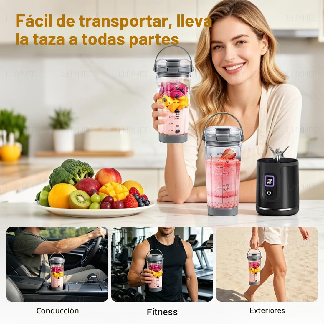Vaso de Repuesto con tapa compatibilidad para Ninja Blast | 530ml con tapa para beber y a prueba de derrames, Repuestos para batidora compatibilidad para BC100/BC151 las series