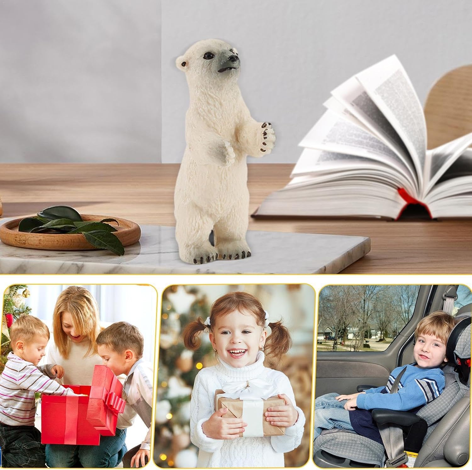 シロクマの置物,写真シロクマの動物のおもちゃの置物 | 動物の彫刻、立っ