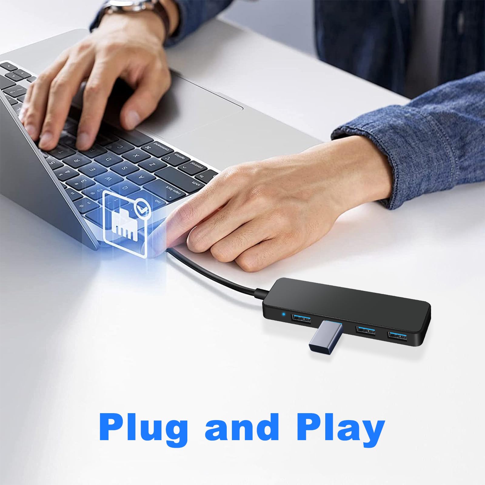 Hub USB 3.0 4 Ports Multiprise Ultra Fin 5 Gbps Adaptateur Multi USB pour MacBook Pro/Air iMac Surface Pro XPS PC