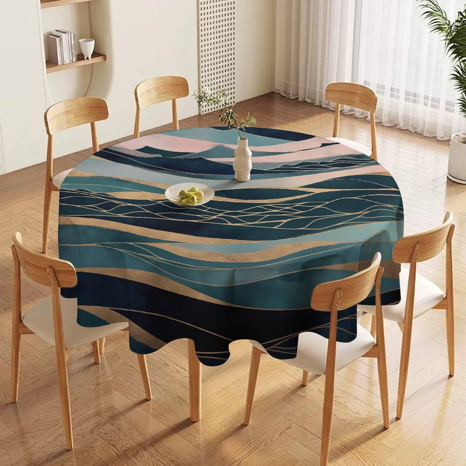 ORDOBO Round Table Cover -Turtles 3D Print Waterproof Protect Table Cover Fashion Countertop Decoration For Kitchen Home Dinner 152X152Cm