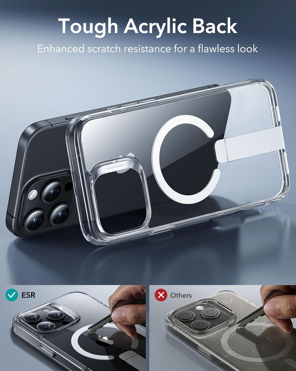 ESR for iPhone 16 Pro Max Case with Kickstand, Compatible with MagSafe, Magnetic Case for iPhone 16 Pro Max, Fully Adjustable Flickstand, Military-Grade Shockproof, Boost Series, Clear - Image 8