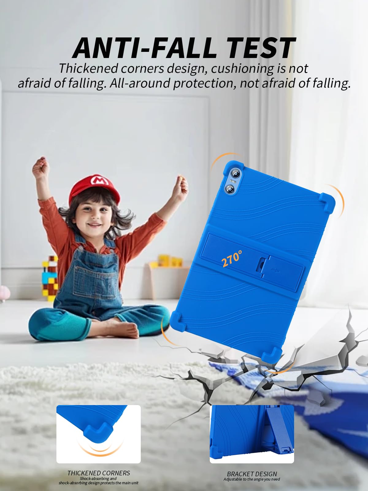 Funda para SKYEGG Tablet K13 10 Pulgadas, yystao Niños Funda de Silicona Suave Compatible con SKYEGG K13, Soporte Ajustable (Azurazul)