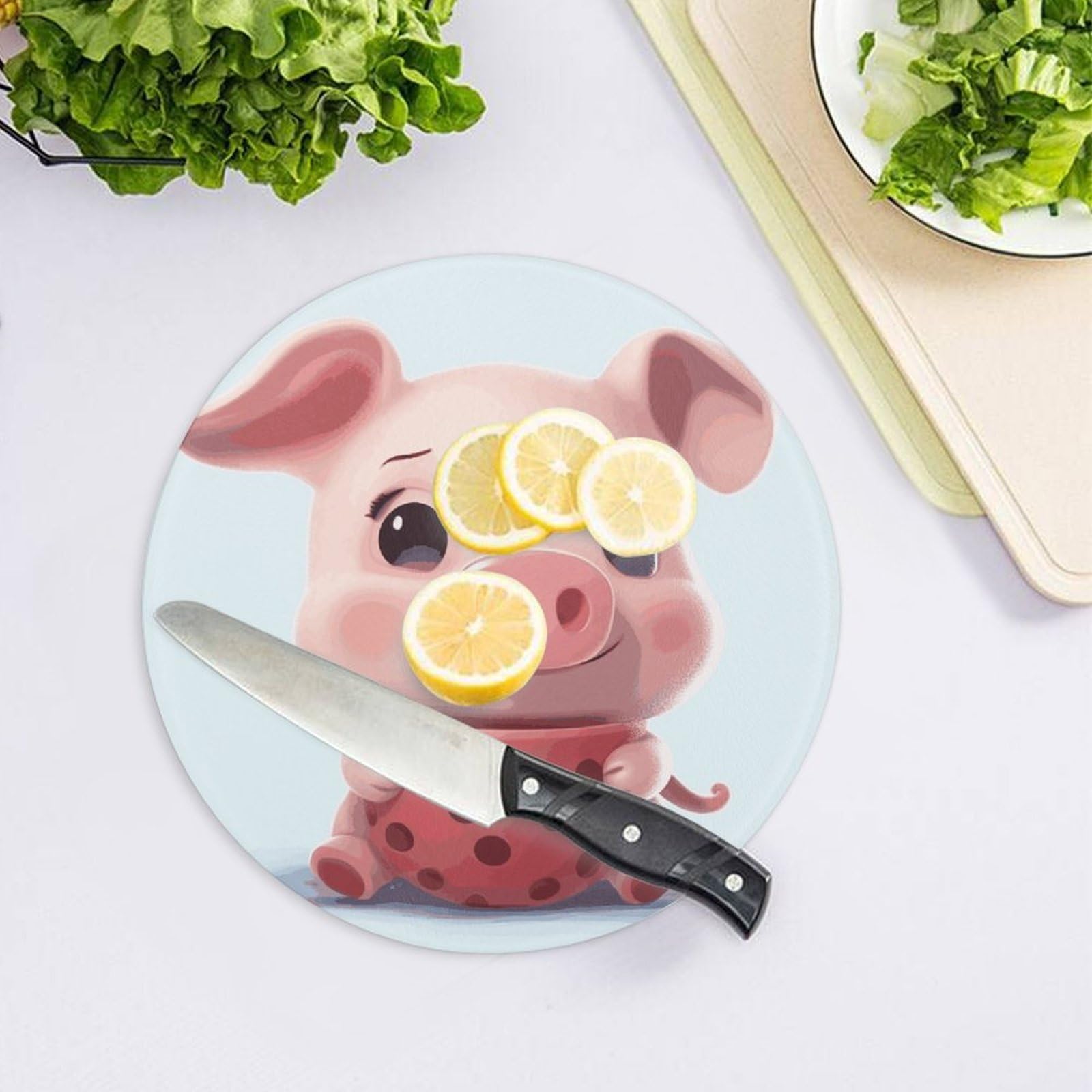 Smiling (21) tablas de cortar redondas fáciles de limpiar, tablas de cortar para cocina de tamaño grande 7.9, tablas de cortar esenciales de cocina convenientes para carne y verduras