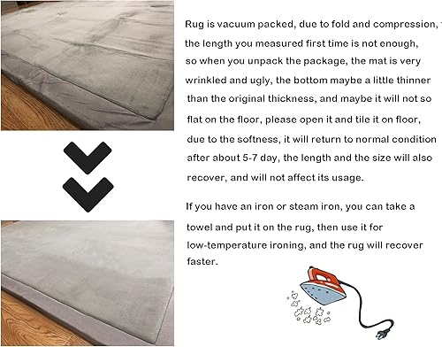 Miniatura 7 de Alfombra de terciopelo coral para juegos, alfombra de gateo para guardería, bebé, habitación de niños, tapete de yoga (azul oscuro, 5 x 6.6 pies)