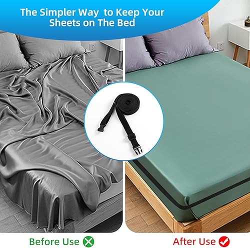 Miniatura 3 de Sujetadores de sábanas, correas elásticas ajustables para sábanas, banda de soporte de sábanas para esquinas, se adapta a todos los tamaños de