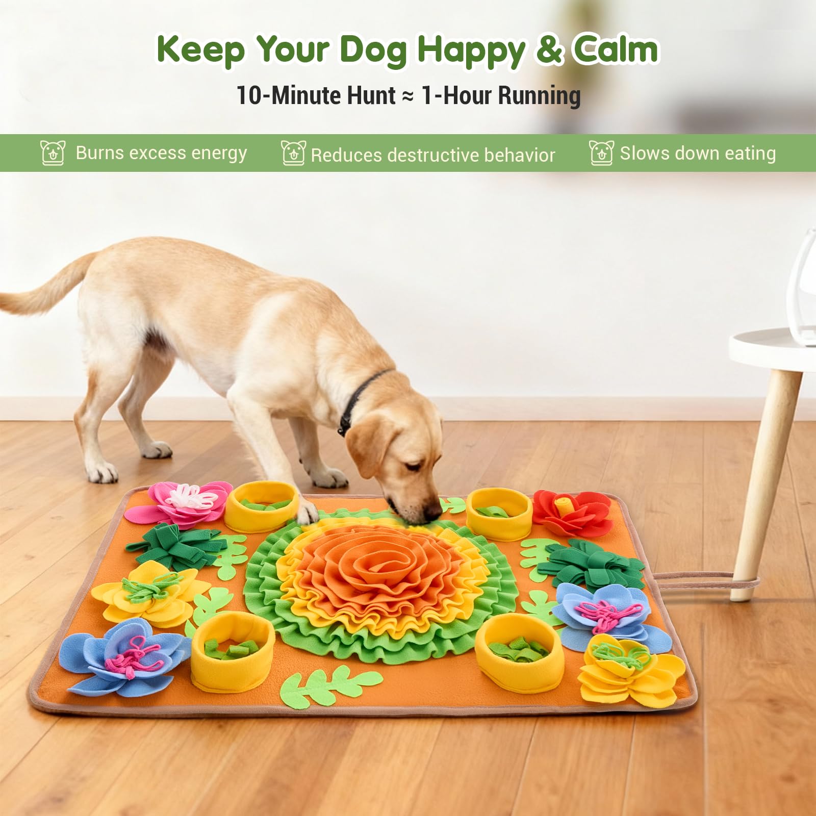 AVONT 犬用 おもちゃ 嗅覚マット 大型 宝探しゲーム 花柄 洗濯機対応 留守番 噛む防止 ペット用グッズ
