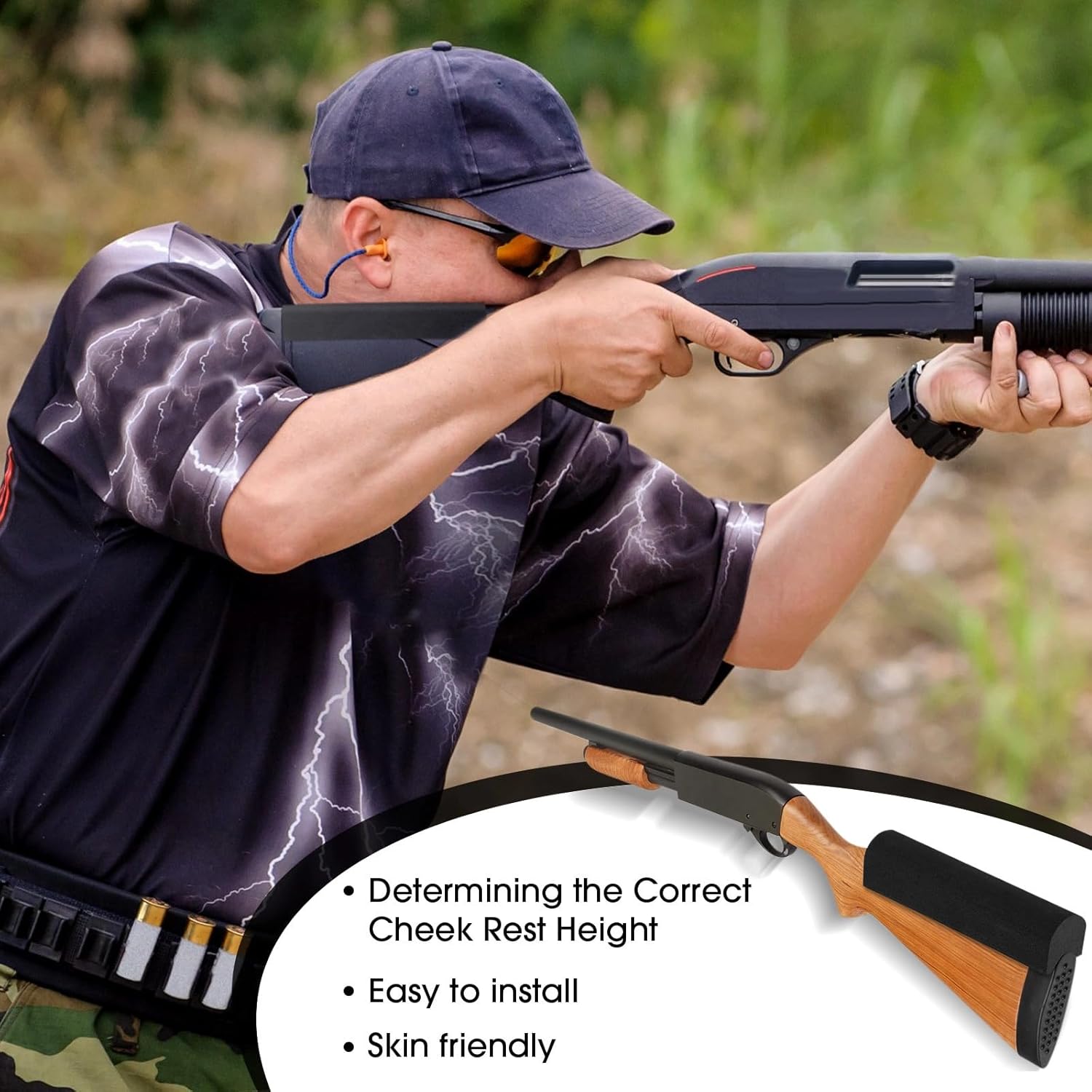 Gueevin 6 Pieces Rifle Cheek Riser Rest Pad Black EVA Foam Non Slip Cheek Riser for Rifle Gun Buttstock Cover