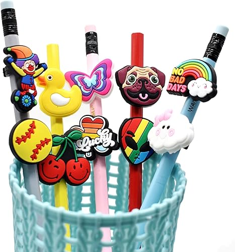 Miniatura 4 de 304560100200 piezas al azar diferentes decoraciones de lápiz de PVC lindo lápiz toppes negro clip clip accesorios de decoración para estudiantes