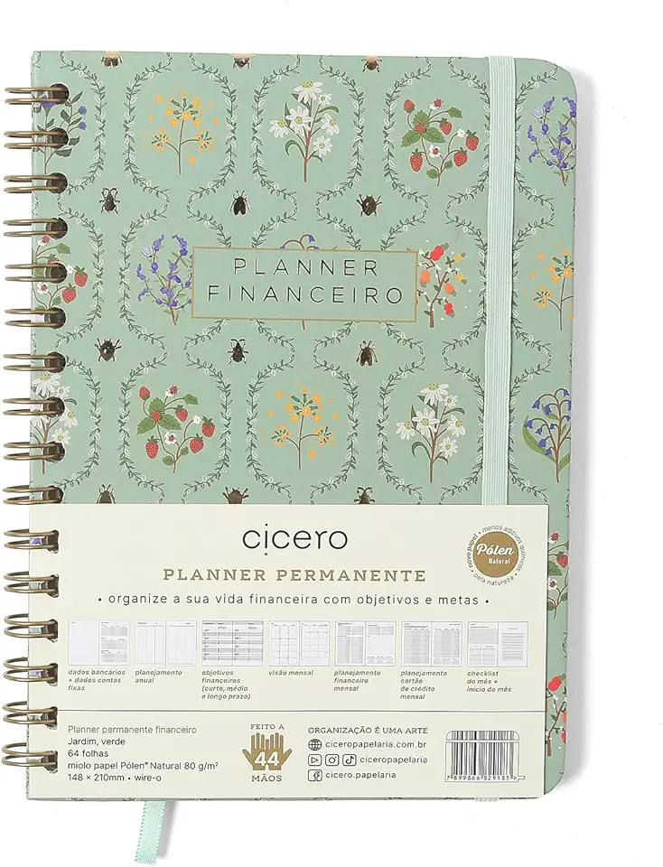 PLANNER PERMANENTE WIRE-O JARDIM FINANCEIRO A5 VERDE