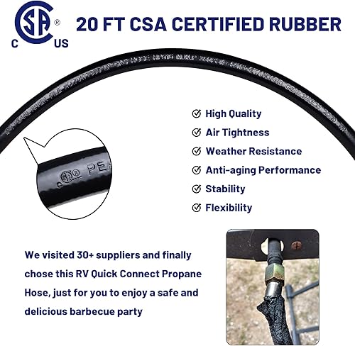 Miniatura 9 de Eazy2hD Manguera de propano de conexión rápida para autocaravana de 20 pies con adaptador de codo de propano de enchufe rápido de 14 pulgadas,