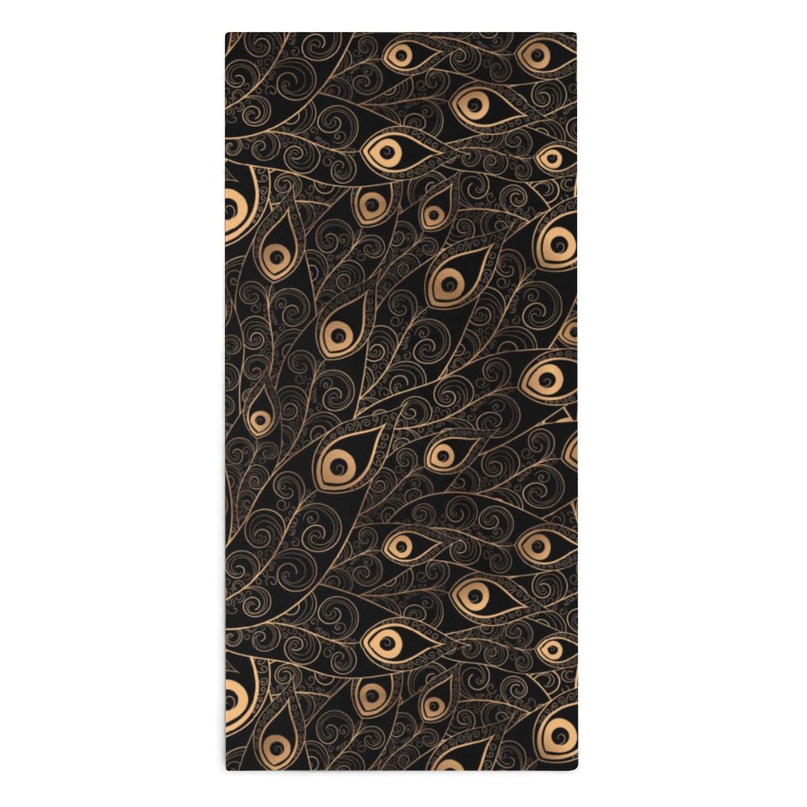 TXFBTRFSA Gold And Black Peacock Feathers Hand Towels for Adult Face Towel Bath Beach Swim Accessories
