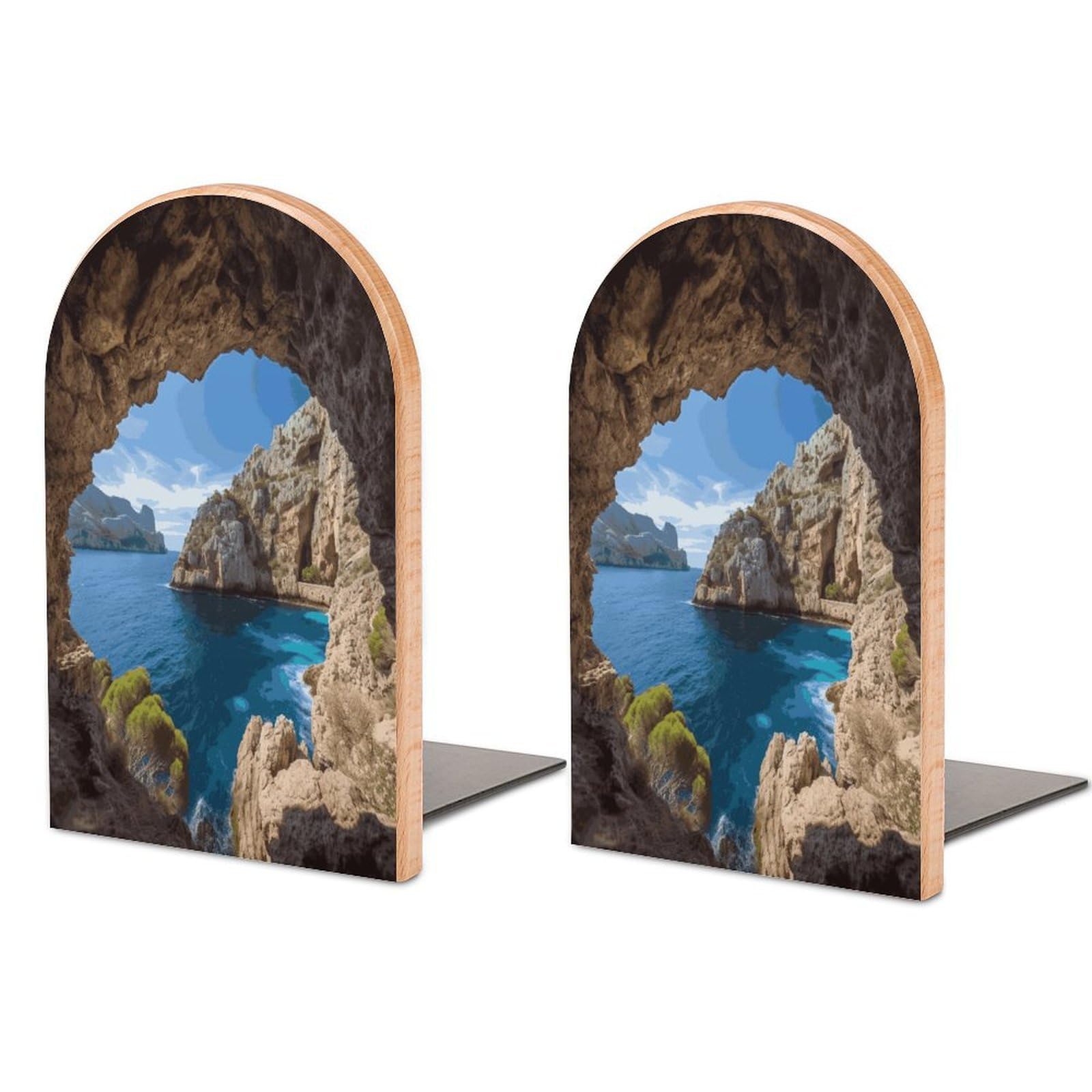 Serre-livres arche de Majorque en bois et métal, accessoire de qualité premium