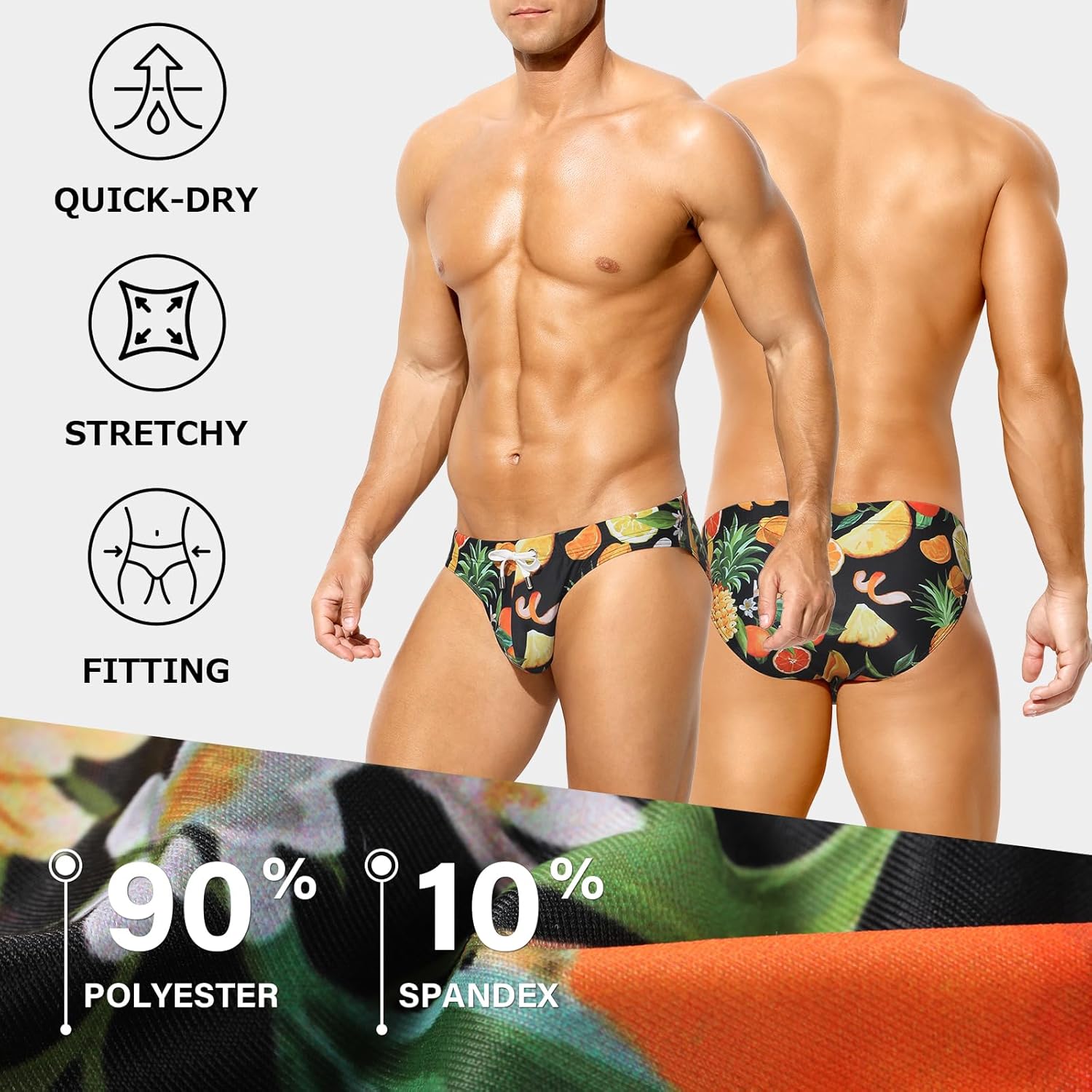 Arjen Kroos Men's Swim Briefs Sexy Bikini Swimwear Mens Funny Print Swimsuit Low Rise Swimming Briefs with Drawstring - Image 3