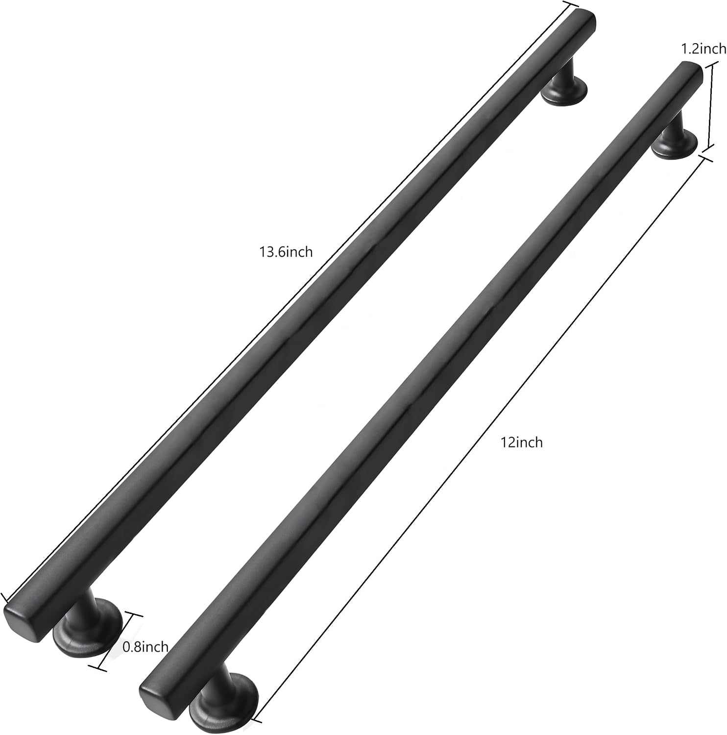 12 inch (305mm) 2 Pack Matte Black Cabinet pulls Solid Heavy-Duty Handles Hardware for Kitchen Badroom Drawer Square Pulls Cupboard Cabinets image 2