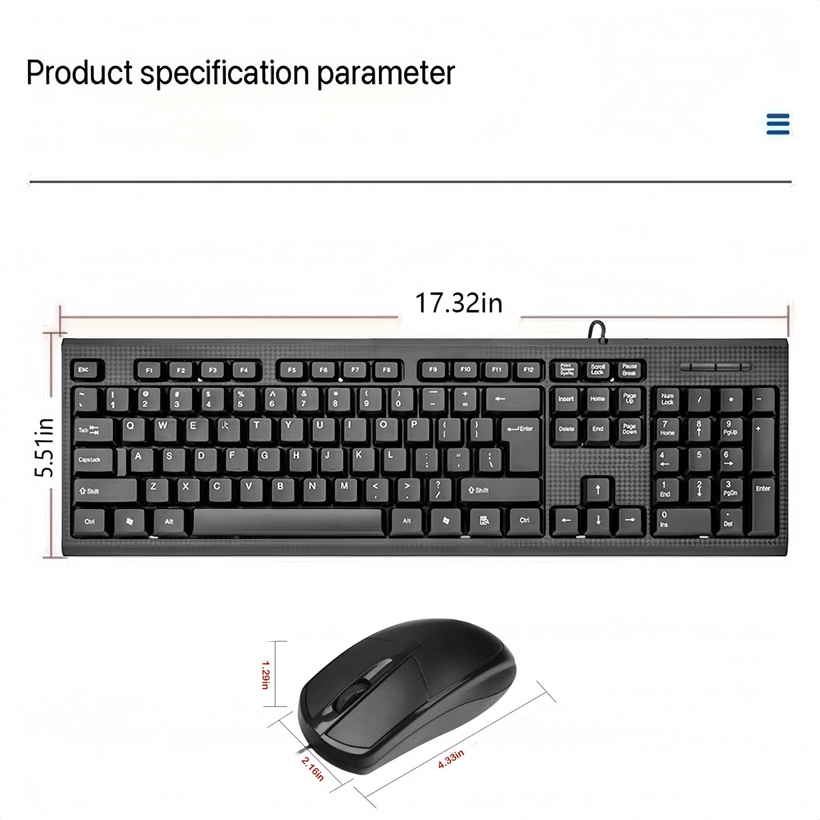 Wired Keyboard and Mouse Combo, Full-Sized Ergonomic Computer Keyboard and Optical Wired Mouse for Windows, Mac OS Desktop/Laptop/PC-Black