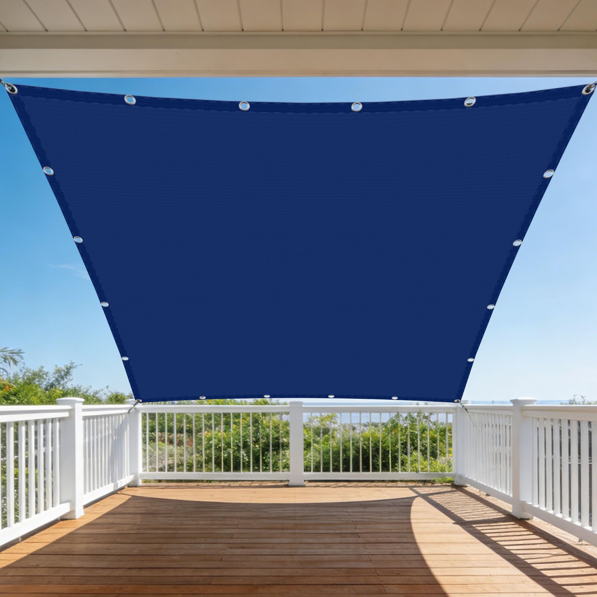 Voile d'ombrage 1.2x7m bleu foncé imperméable pour balcon et jardin