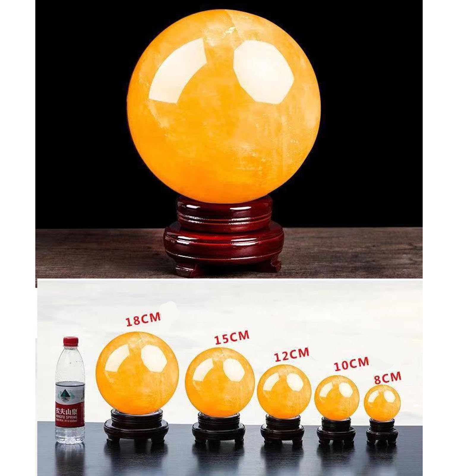 Sfera di Cristallo Giallo Naturale Sfera di Cristallo di Quarzo Citrino Lucidato con Supporto per Reiki, Decorazioni per La Casa, Cristalli e Pietre Curative Ornamento Fengshui,80mm