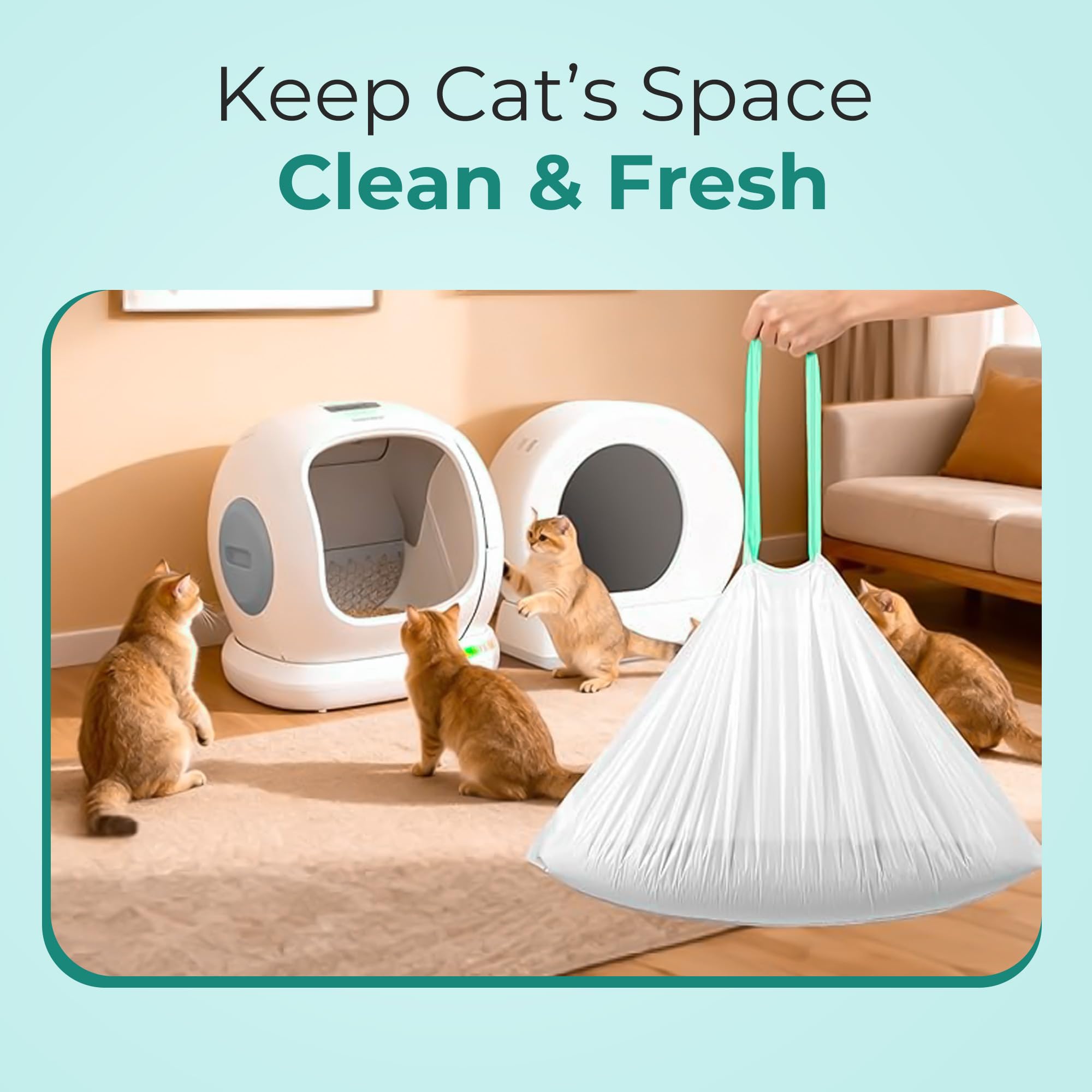 Cat Litter Liners Compatible with Meowant Litter Box MW-SC01/MW-SC02 – 60 Count, Extra Thick, Heavy Duty - image 7