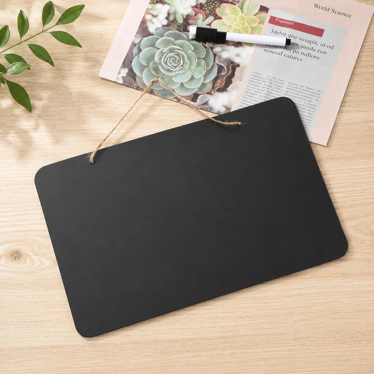 Hanging Chalkboard Signs Wooden 2 Sided 7.9x11.8 Inch Small Chalkboard Sign Erasable Memo Message Board Vintage Decoration for Wedding Home Party